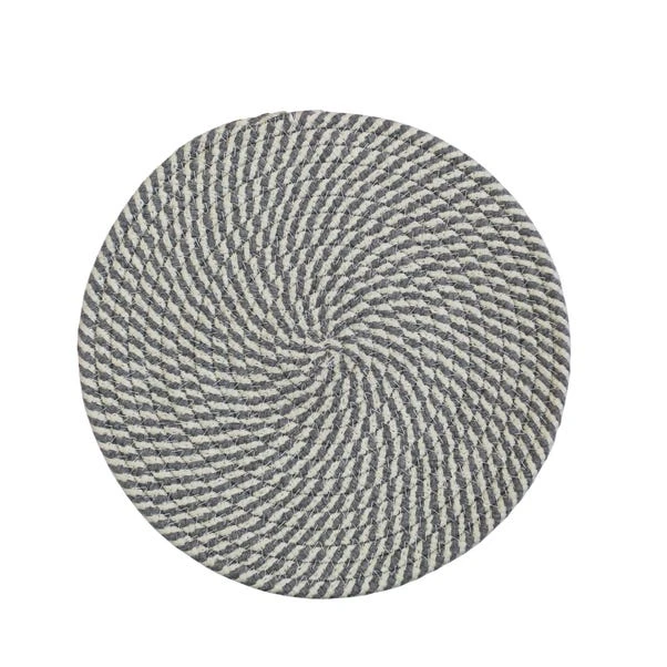 Set Of 2 Light Blue Woven Round Placemats 2 Set Of 2 Light Blue Woven Round Placemats - Image 2