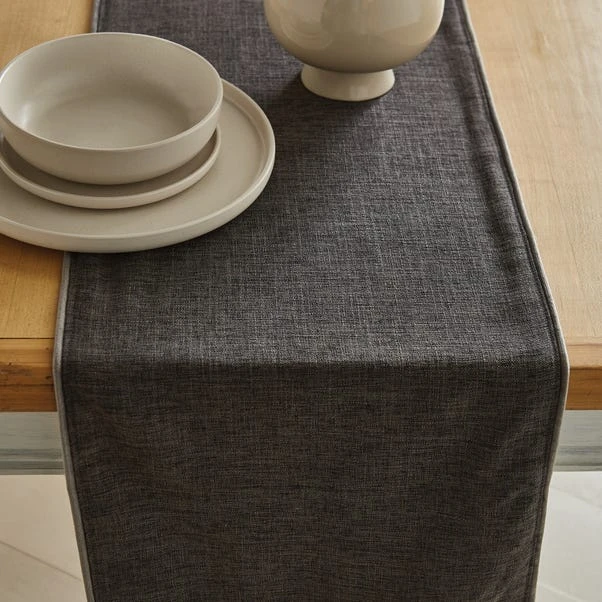 Vermont Charcoal Velvet Table Runner 2 Vermont Charcoal Velvet Table Runner - Image 2