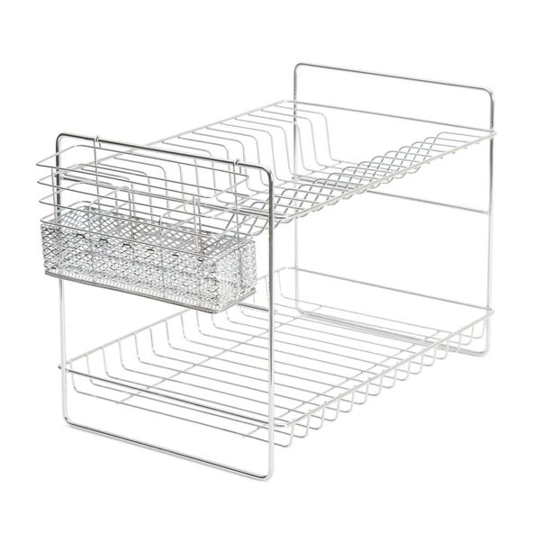 2 Tier Chrome Dish Drainer And Cutlery Holder 2 2 Tier Chrome Dish Drainer And Cutlery Holder - Image 2
