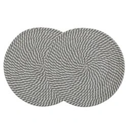 Set Of 2 Light Blue Woven Round Placemats