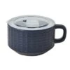 Navy Embossed Ceramic Soup Mug