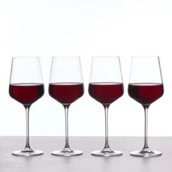 Set Of 4 Connoisseur Crystal Glass Large Red Wine Glasses