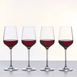 Set Of 4 Connoisseur Crystal Glass Red Wine Glasses