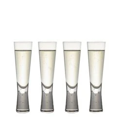 Set Of 4 Hotel Bubble Stem Flute Glasses