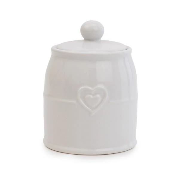 Hearts White Sugar Pot 1 Hearts White Sugar Pot