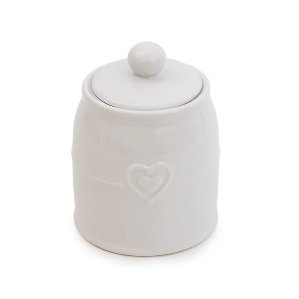 Hearts White Sugar Pot 2 Hearts White Sugar Pot - Image 2