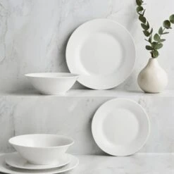 White Rim 12 Piece Dinner Set