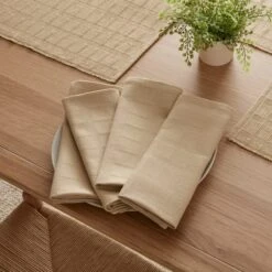 Set Of 4 Neutral Cotton Napkins
