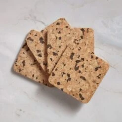 Set Of 4 Square Cork Coasters