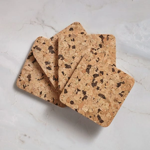 Set Of 4 Square Cork Coasters 1 Set Of 4 Square Cork Coasters