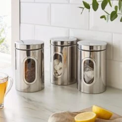 Set Of 3 Metal Kitchen Canisters -Online Tableware Store 30796298