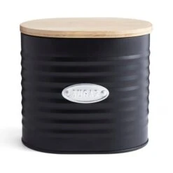 Metal Sugar Canister With Badge Black
