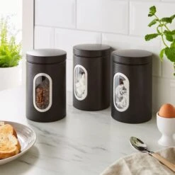 Set Of 3 Metal Kitchen Canisters -Online Tableware Store 30796315