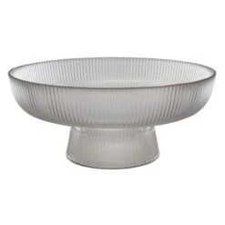 Ribbed Glass Serve Bowl
