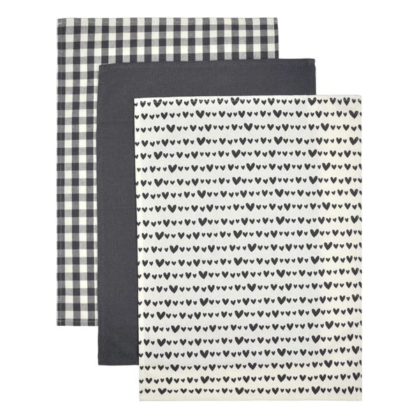Hearts Pack Of 3 Tea Towels 1 Hearts Pack Of 3 Tea Towels
