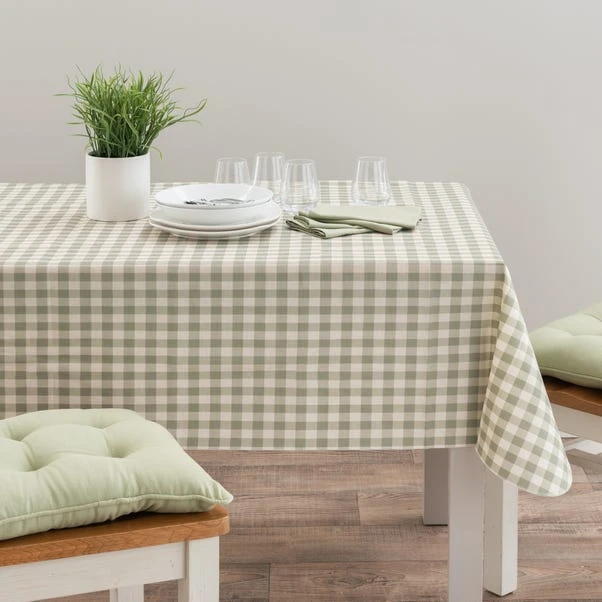 Gingham Wipe Clean Tablecloth Sage 1 Gingham Wipe Clean Tablecloth Sage