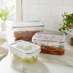 Set Of 3 Clip Lock Rectangle Containers