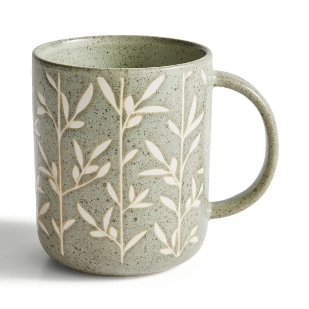 Floral Wax Resist Mug, Sage 2 Floral Wax Resist Mug, Sage - Image 2