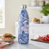 1L Water Flask, Navy And Pink Marble