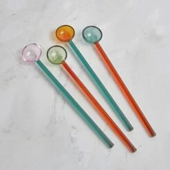 Set Of 4 Glass Drinks Stirrers
