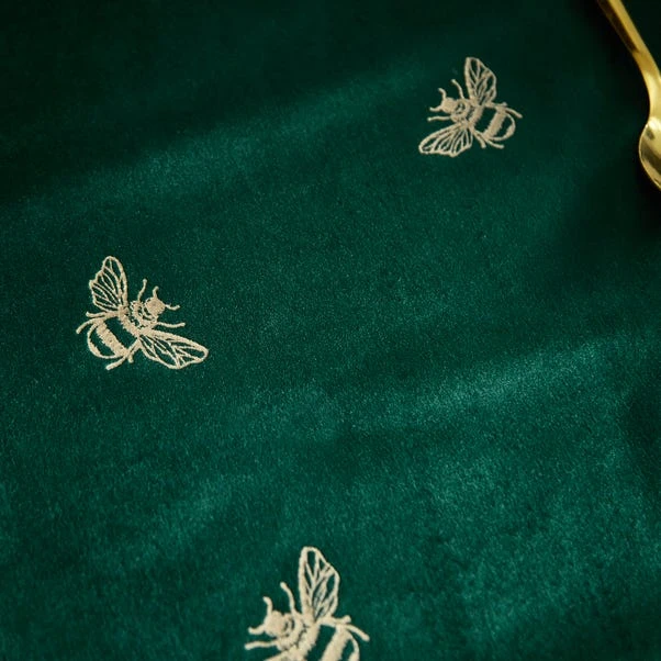 Bees Velvet Green Table Runner 2 Bees Velvet Green Table Runner - Image 2