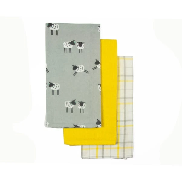 Pack Of 3 Penny Sheep Grey Tea Towels 1 Pack Of 3 Penny Sheep Grey Tea Towels