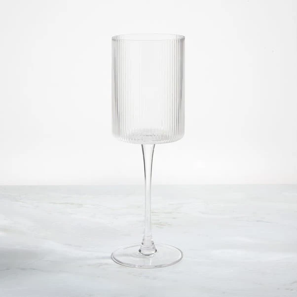 Clear Ribbed Wine Glass 1 Clear Ribbed Wine Glass