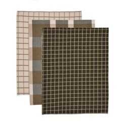 Set Of 3 Check Tea Towels