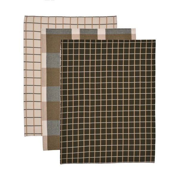 Set Of 3 Check Tea Towels 1 Set Of 3 Check Tea Towels