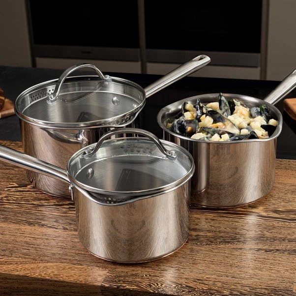 Pro Copper Base Non-Stick Stainless Steel 3 Piece Pan Set 1 Pro Copper Base Non-Stick Stainless Steel 3 Piece Pan Set