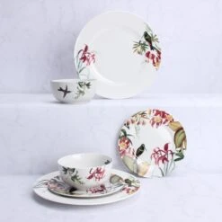 12 Piece Botanical Bird Dinner Set