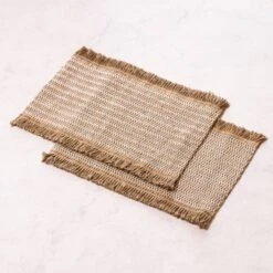 Pack Of 2 Jute Geo Rectangle Placemats