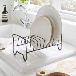 Compact Iron Steel Black Dish Rack