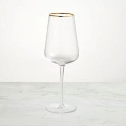 Gold Band White Wine Glass