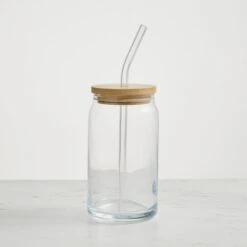 Clear Glass With Straw