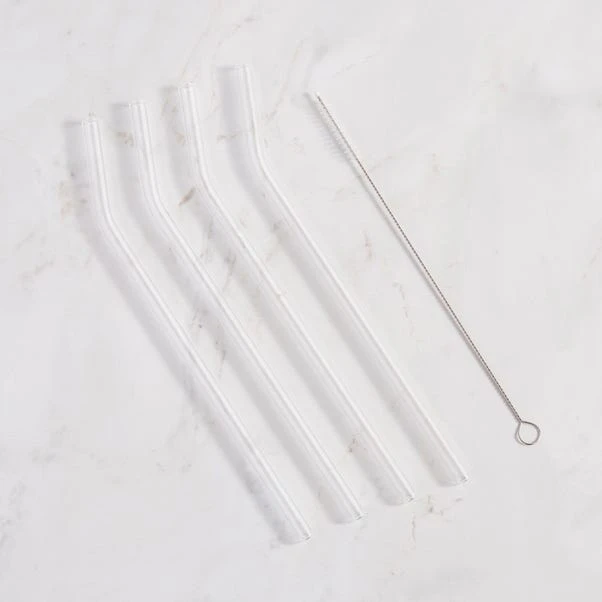 Pack Of 4 Clear Glass Straws 1 Pack Of 4 Clear Glass Straws