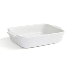 White Ribbed Small Rectangle Roaster 5 White Ribbed Small Rectangle Roaster -Online Tableware Store 30892502 alt02