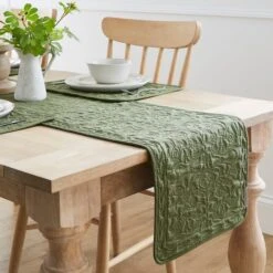 Churchgate Morcott Quilted Olive Table Runner