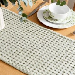 Sage Textured Waffle Table Runner -Online Tableware Store 30898564 alt01