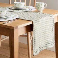 Sage Textured Waffle Table Runner