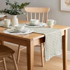 Sage Textured Waffle Table Runner -Online Tableware Store 30898565 alt02