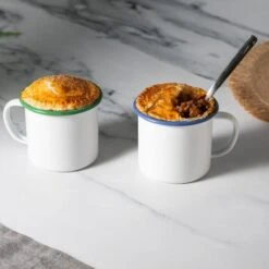 Set Of 2 Enamel Pie Mugs