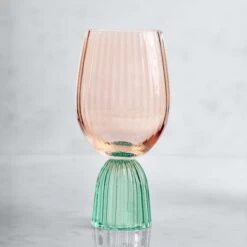 Set Of 2 Florence Apricot & Green Wine Goblets -Online Tableware Store 30922796 alt02