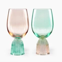 Set Of 2 Florence Apricot & Green Wine Goblets -Online Tableware Store 30922796 alt03