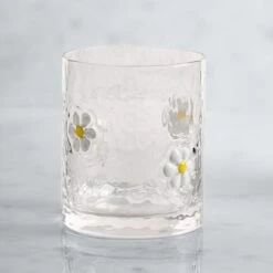 White Daisy Pressed Tumbler
