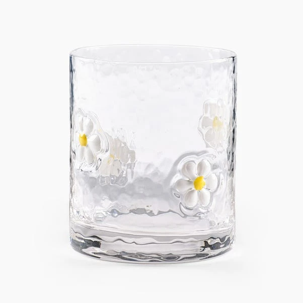 White Daisy Pressed Tumbler 2 White Daisy Pressed Tumbler - Image 2