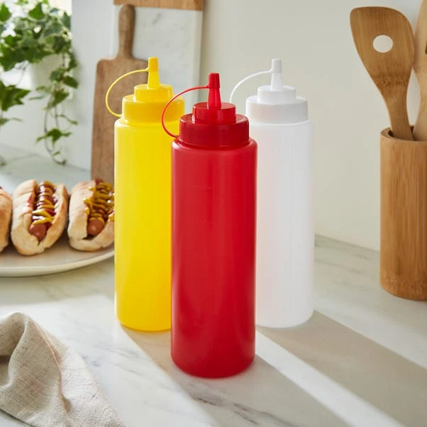 Set Of 3 Sauce Bottles 1 Set Of 3 Sauce Bottles