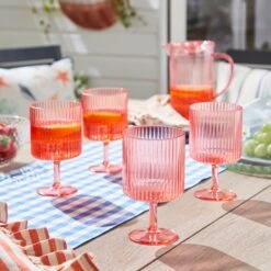 Ribbed Acrylic Wine Glass