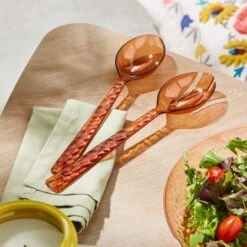 Umber Ripple Acrylic Salad Fork And Spoon Set