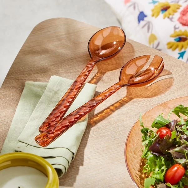 Umber Ripple Acrylic Salad Fork And Spoon Set 1 Umber Ripple Acrylic Salad Fork And Spoon Set